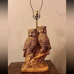 Vintage Owl Table Lamp • Rustic Cottagecore Woodland Decor